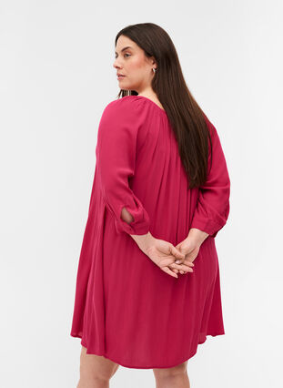Viscose tunic with 3/4 sleeves, Pink Peacock, Model image number 1
