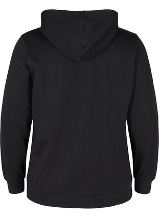 Sweat cardigan with zipper and hood, Black, Packshot image number 1