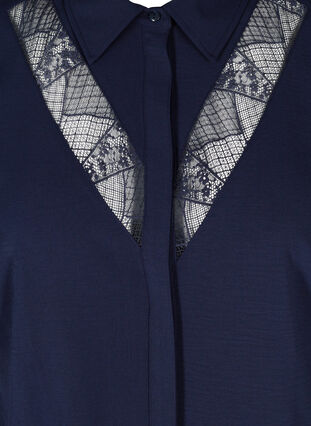 Long-sleeved tunic with lace details, Navy Blazer, Packshot image number 2