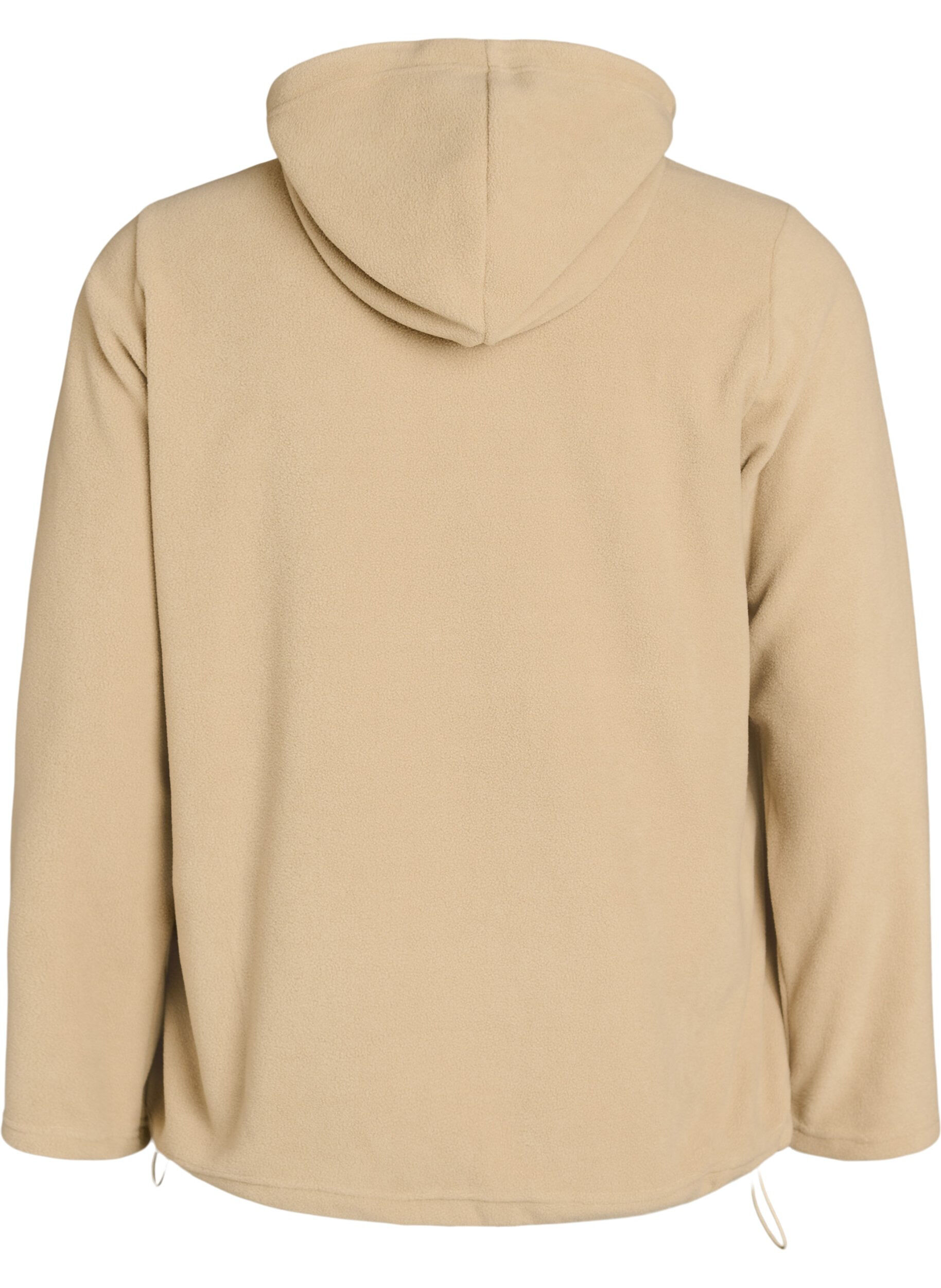 ZizzifashionFleece hoodie with a high neck and embroidered text, Beige, Packshot image number 1