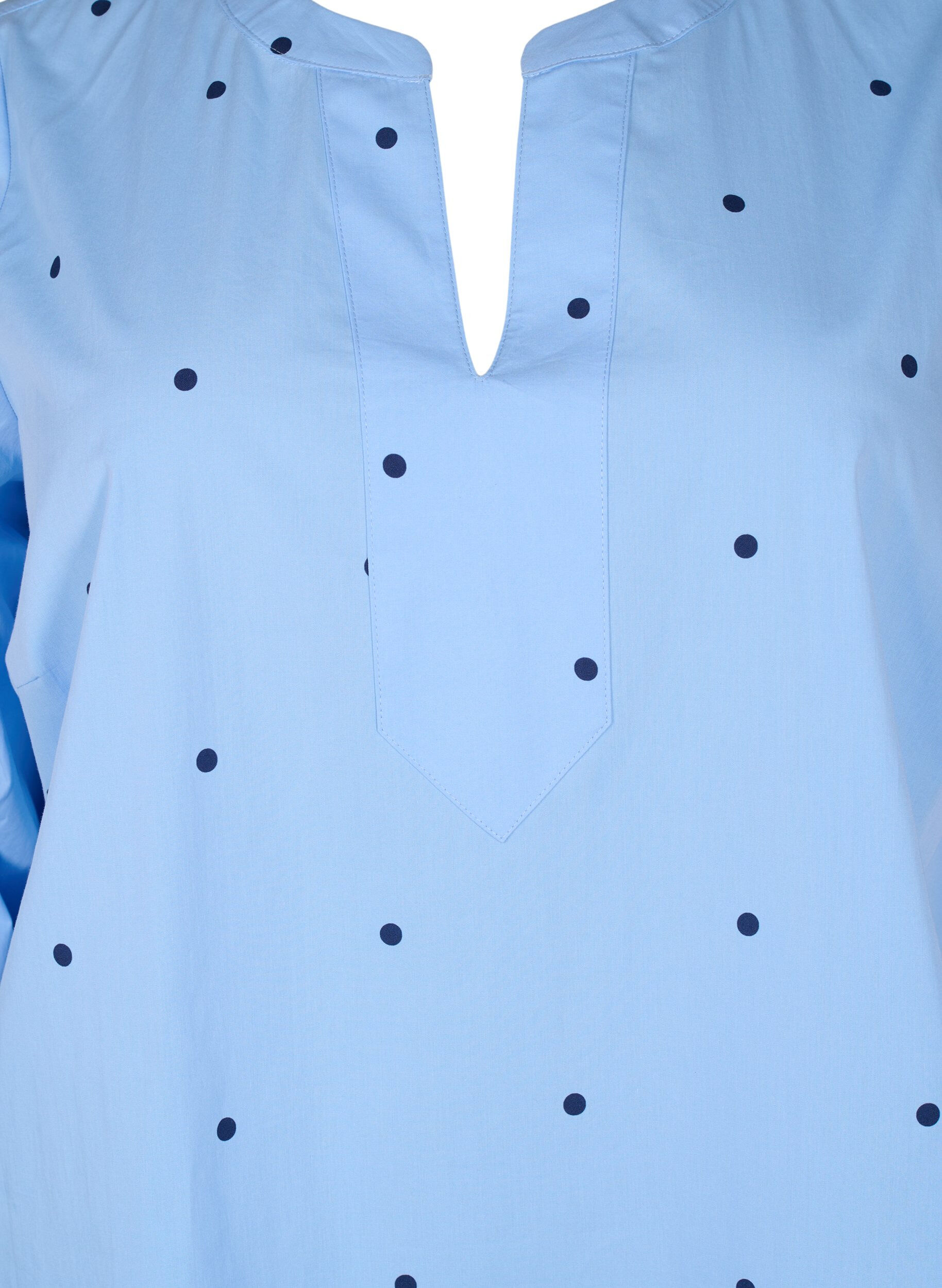 Zizzifashion Dress with polka dots and long sleeves, Light Blue, Packshot image number 2