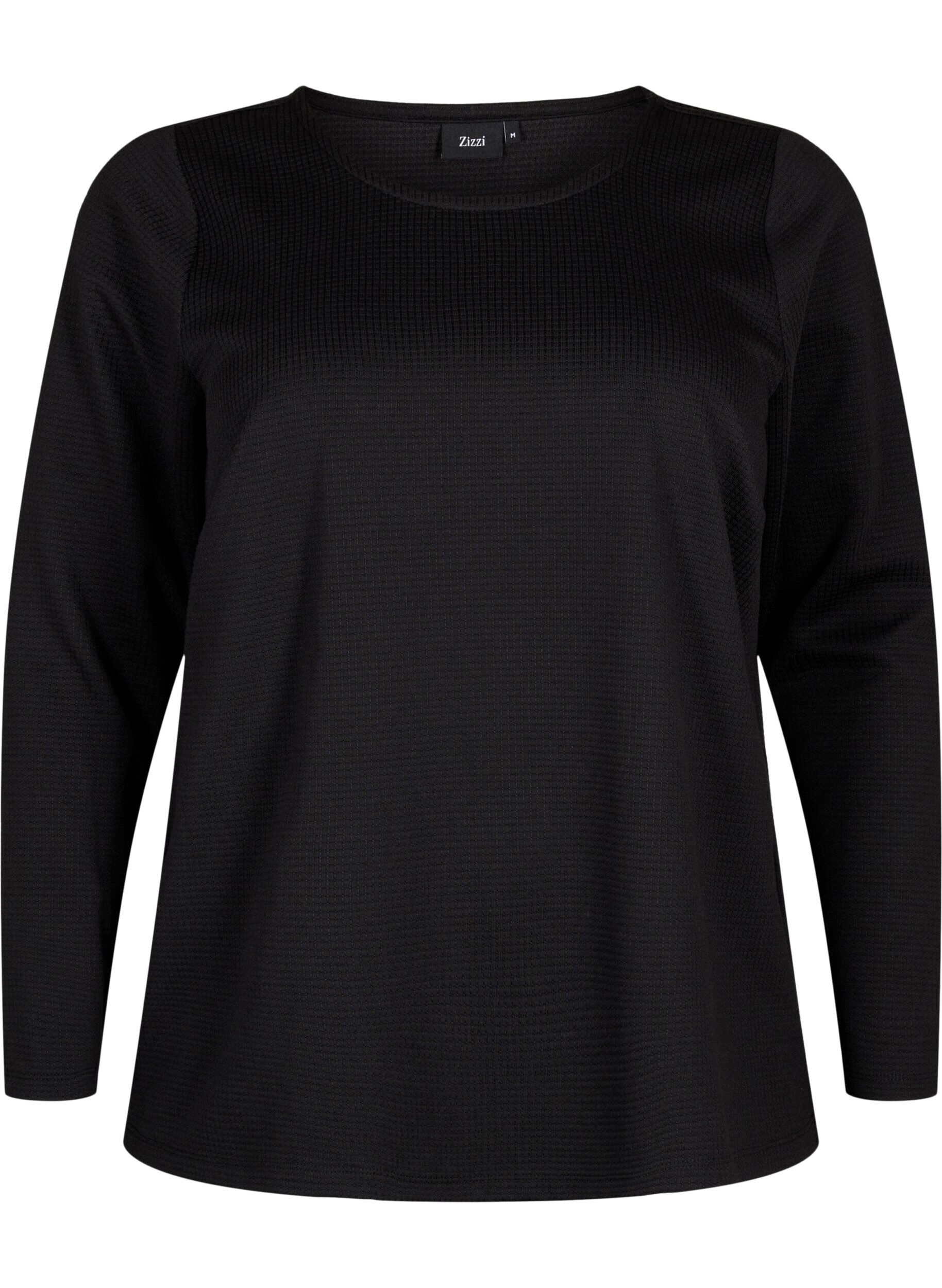 Zizzifashion Textured A-line blouse, Black, Packshot image number 0