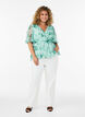 Floral chiffon blouse with short sleeves, Green, Model image number 1