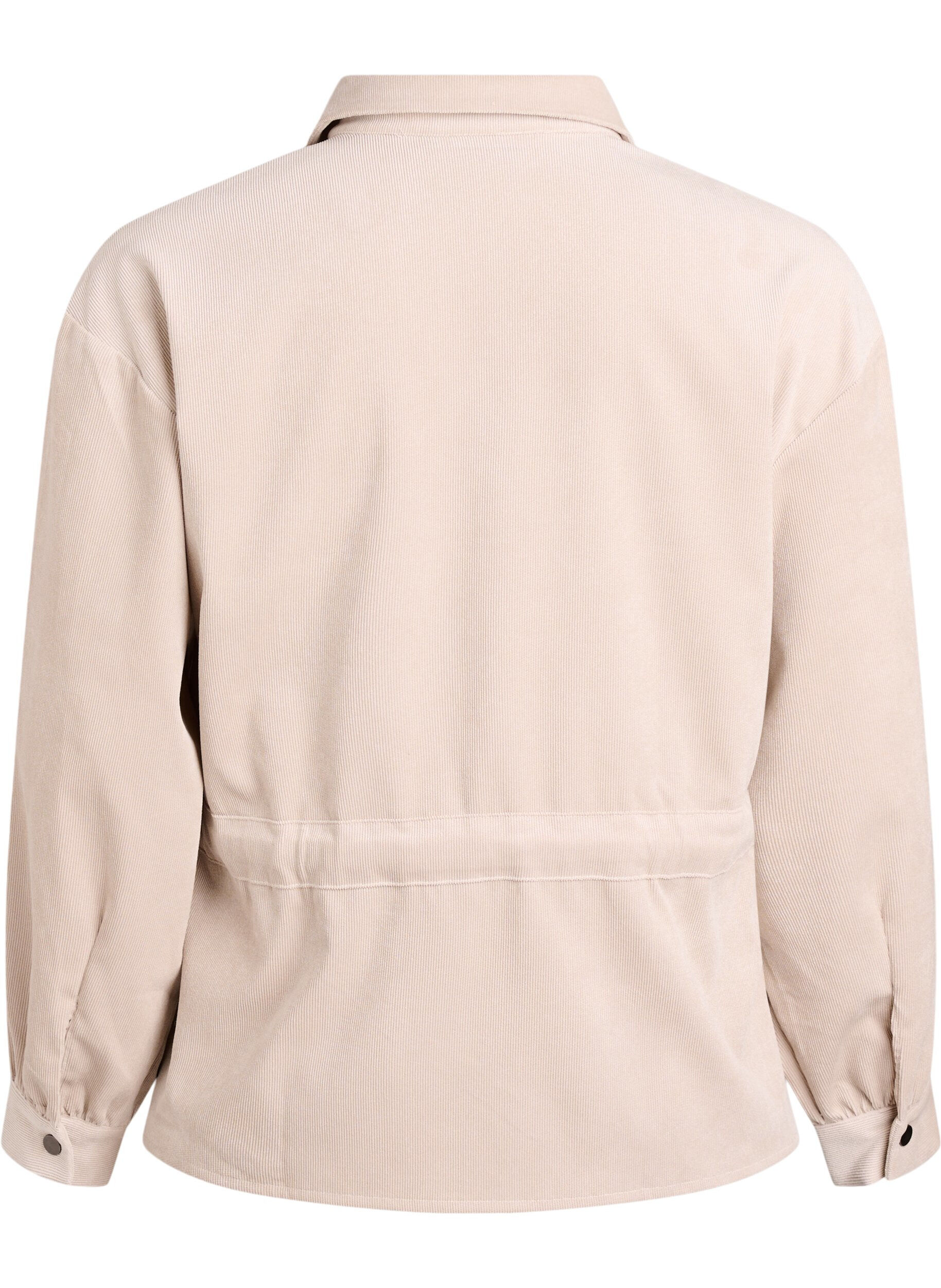 Zizzifashion Corduroy shacket with tie belt and pockets, Beige, Packshot image number 1