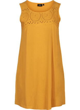 Dress with broderie anglaise, MINERAL YELLOW, Packshot image number 0