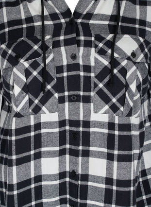 Checked shirt jacket with hood, Black/White Check, Packshot image number 2