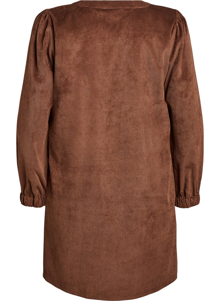 Short velvet dress with long sleeves, Brown, Packshot image number 1
