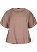 Short-sleeved blouse with elastic hem, Brown, Packshot image number 0