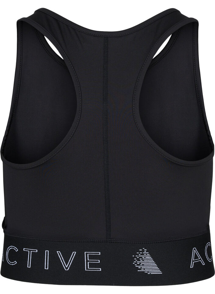 Sports bra with text print, Black, Packshot image number 1