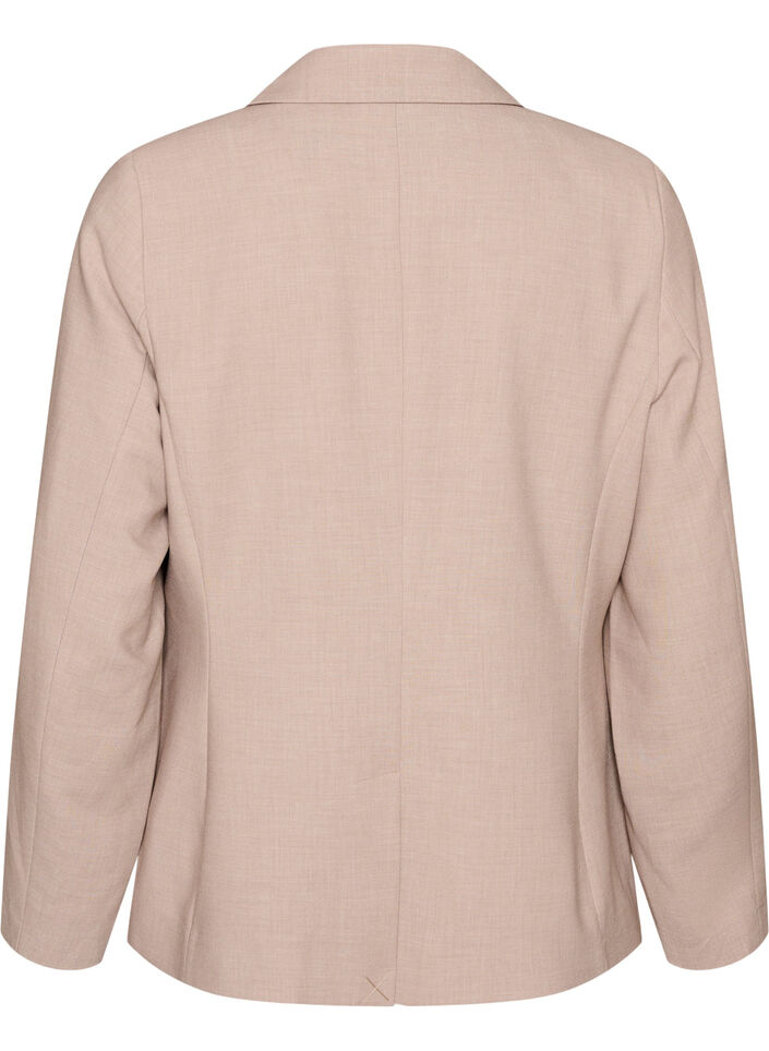 Classic blazer with single button closure and pockets, Beige, Packshot