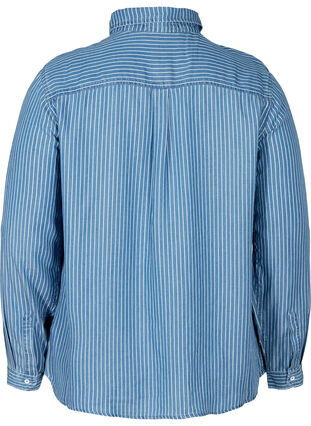 Striped lyocell shirt, Blue denim, Packshot image number 1