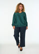 Blouse with balloon effect and chiffon details, Green, Model image number 1