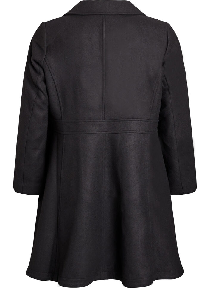 A-line wool coat with pockets, Black, Packshot image number 1