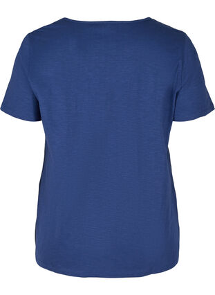 Short-sleeved t-shirt with broderie anglaise, Twilight Blue, Packshot image number 1