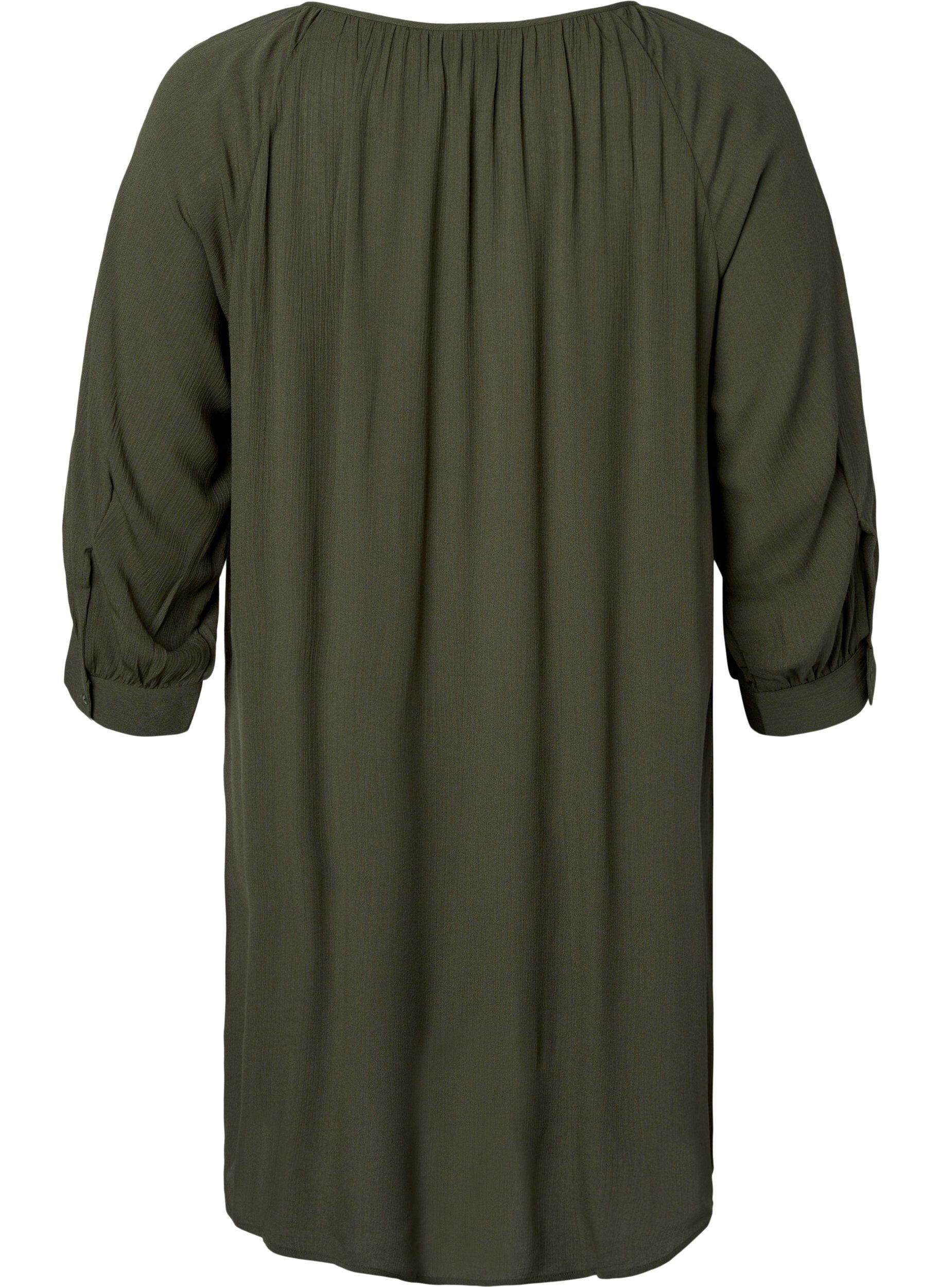 Zizzifashion Viscose tunic with 3/4 sleeves, Green, Packshot image number 1