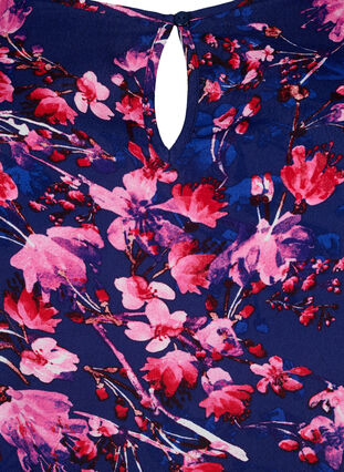 Tunica in viscose with 3/4 sleeves, B. Blue/Pink Flower, Packshot image number 2