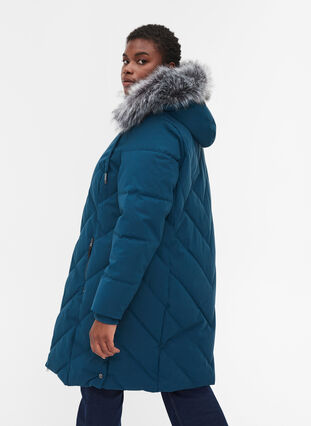 Winter jacket with removable hood and faux-fur collar, Reflecting Pond, Model image number 1