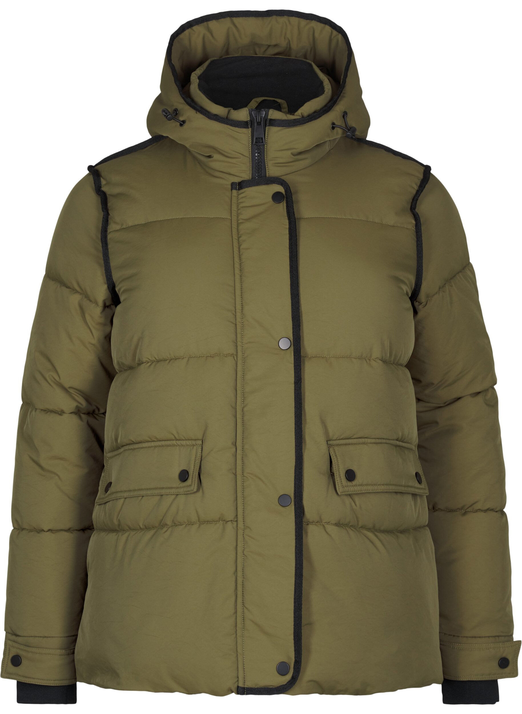 Short puffer jacket with contrast details
