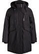 Water-repellent parka with a hood and functional details, Black, Packshot image number 0