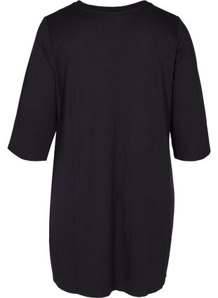 Dress with a V-neck and 3/4 length sleeves, Black, Packshot image number 1