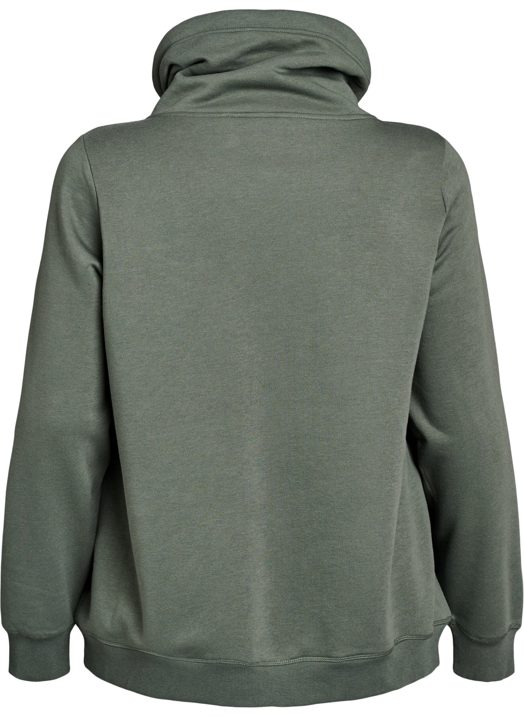 Zizzifashion FLASH - Sweatshirt with high collar and pockets, Green, Packshot image number 1
