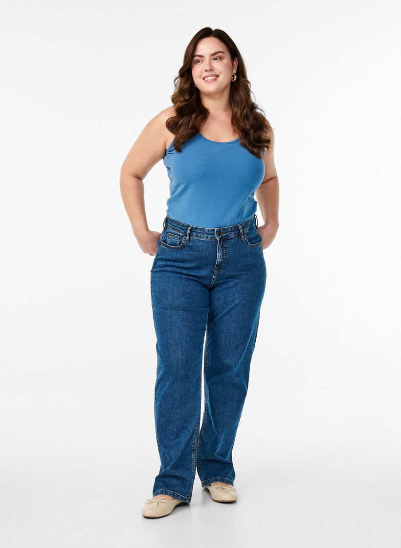 Cotton basic top, Blue, Model image number 1