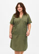 Cotton blend hooded dress with linen, Deep Lichen Green, Model image number 0