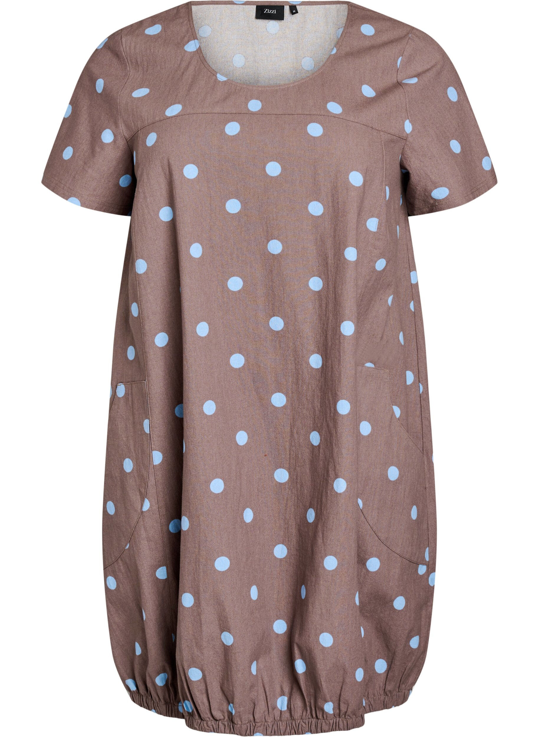 ZizzifashionShort-sleeved cotton dress with print, Blue, Packshot image number 0