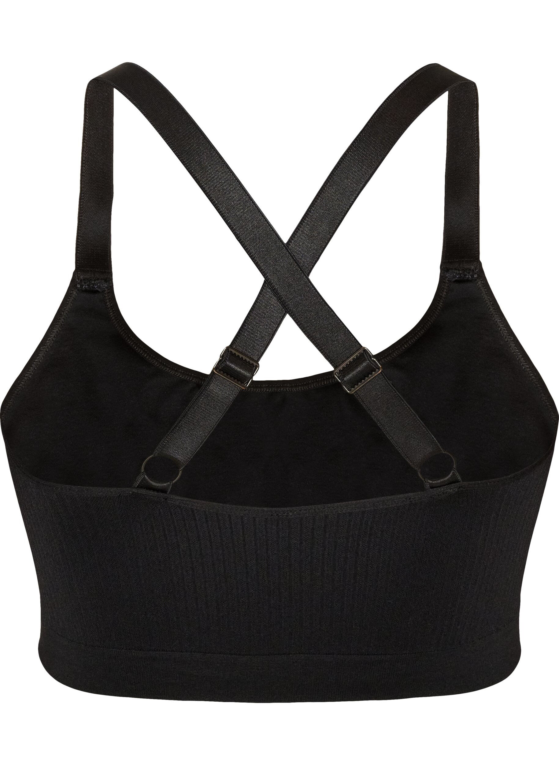 ZizzifashionSeamless ribbed sports bra, Black, Packshot image number 1