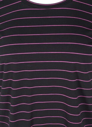 Striped T-shirt in cotton, Black w. Purple , Packshot image number 2