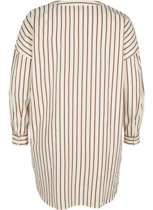 Long striped cotton shirt with V-neck, Stripe, Packshot image number 1