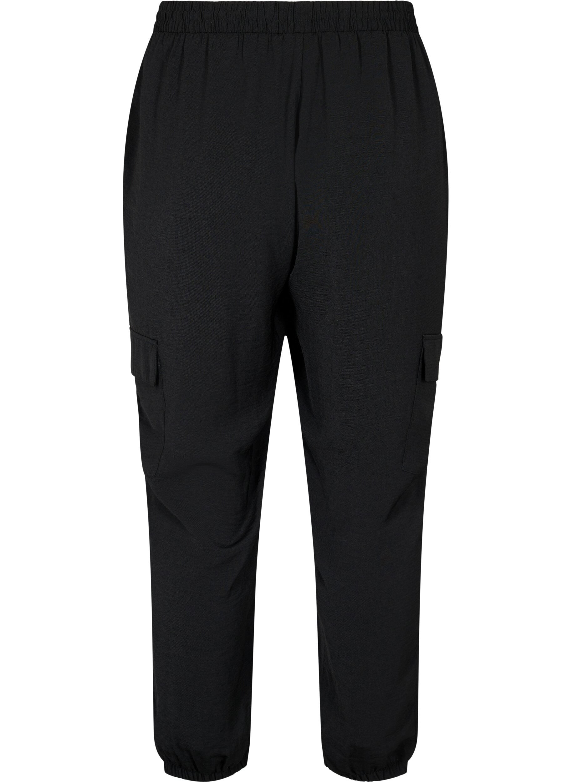 Zizzifashion Solid coloured trousers with large pockets, Black, Packshot image number 1