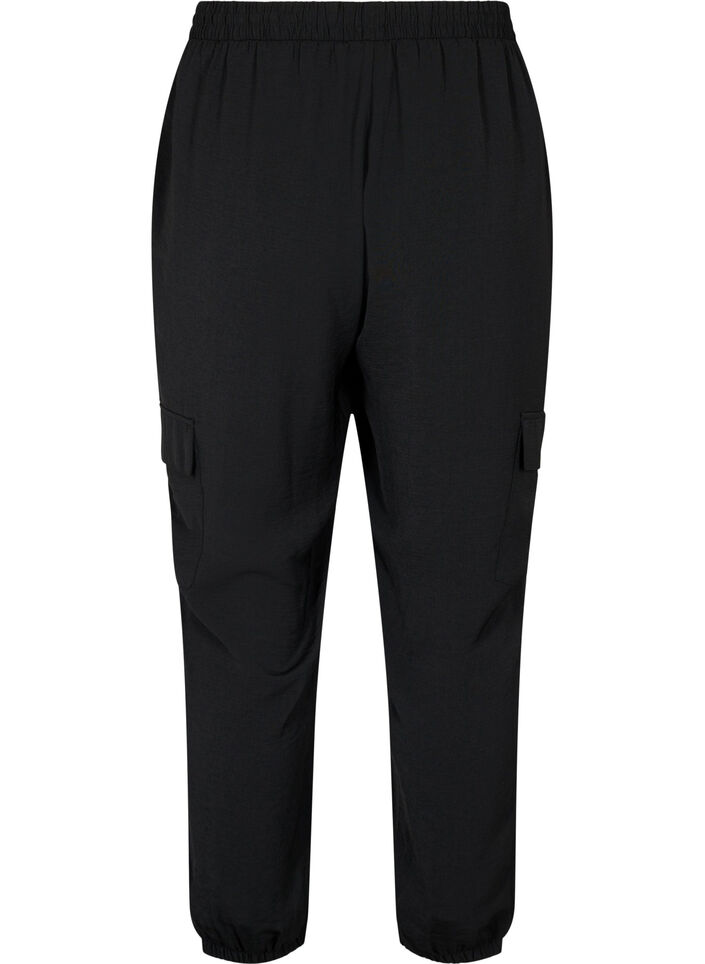 Solid coloured trousers with large pockets, Black, Packshot image number 1