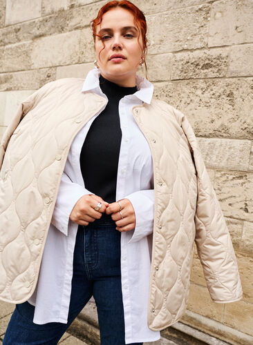 Quilted jacket with buttons, Pumice Stone, Image image number 0