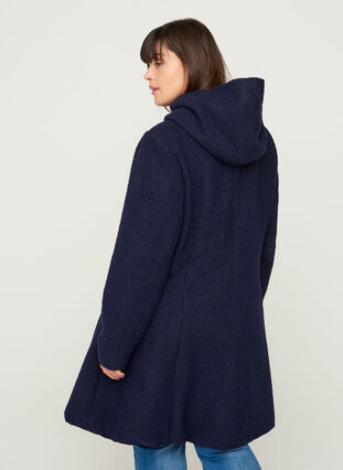 Long coat with wool, Black, Model image number 1