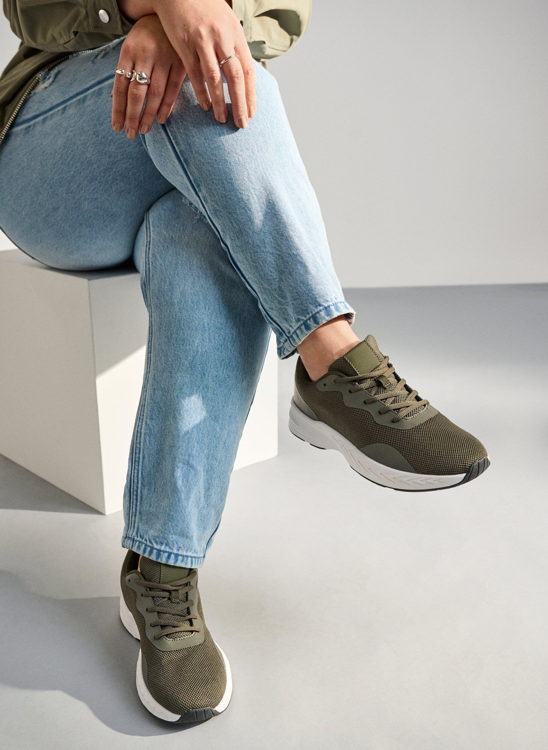 Zizzifashion Wide fit - Mesh sneakers, Green, Image image number 0