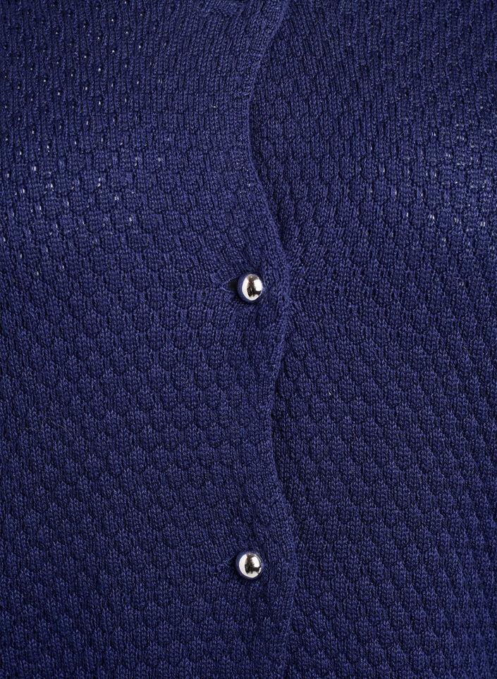 Structured knit cardigan with ball-shaped buttons, Blue, Packshot image number 2