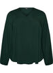 Viscose blouse with V-neck and rounded hem, Green, Packshot image number 0