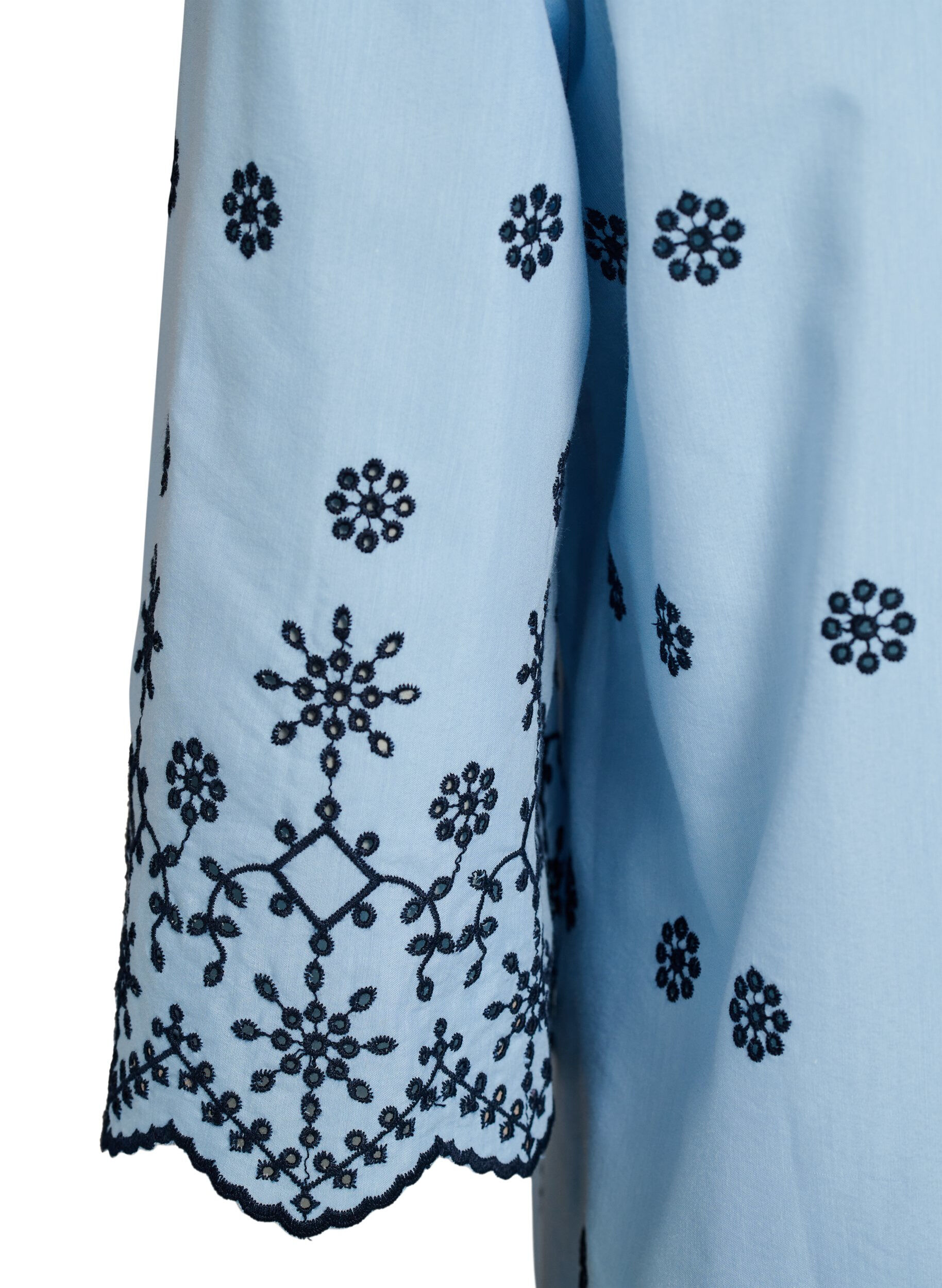 Zizzifashion Short dress with an embroidered pattern and 3/4 sleeves, Blue, Packshot image number 3