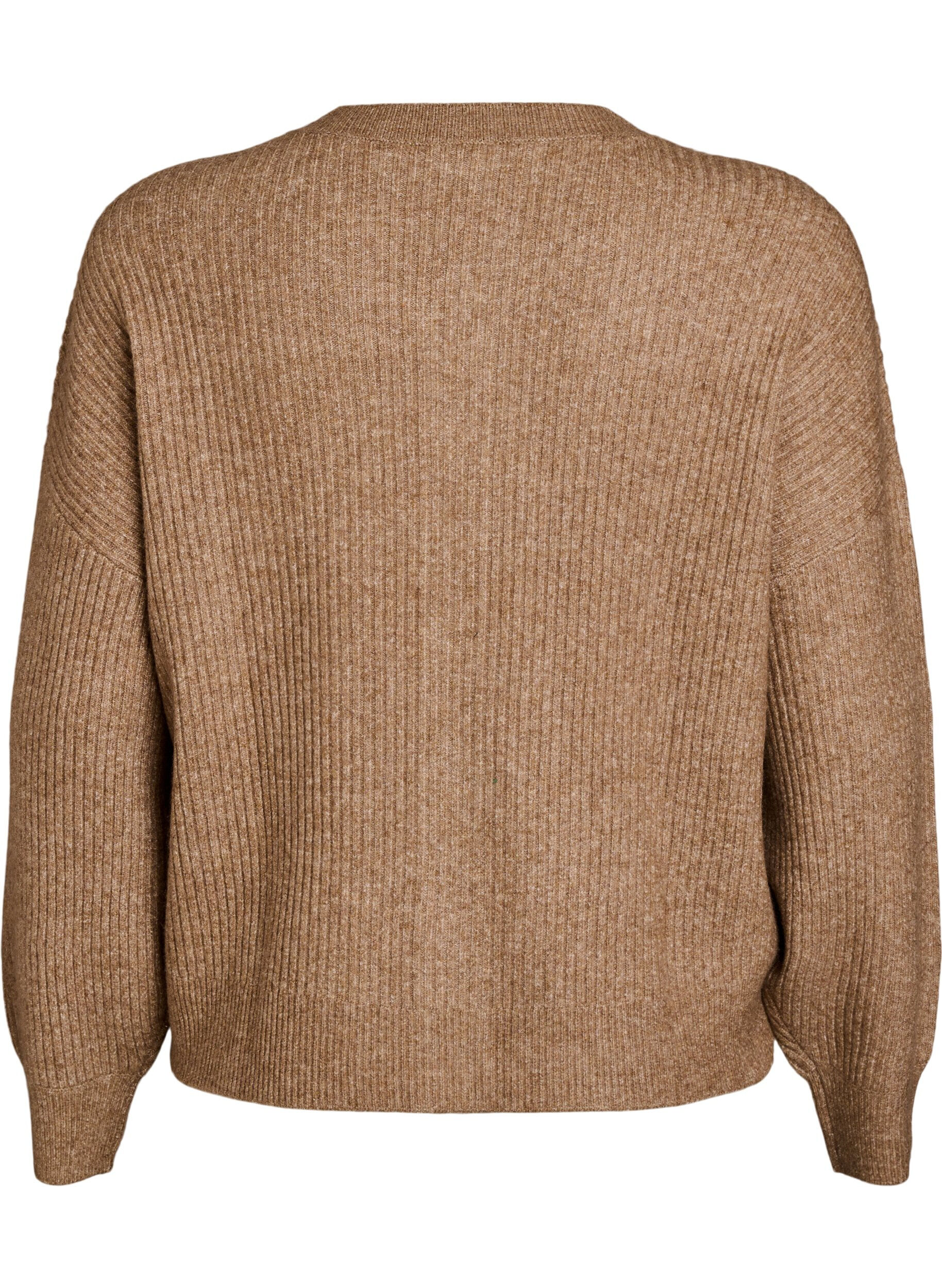 ZizzifashionRib knit cardigan with buttons, Brown, Packshot image number 1