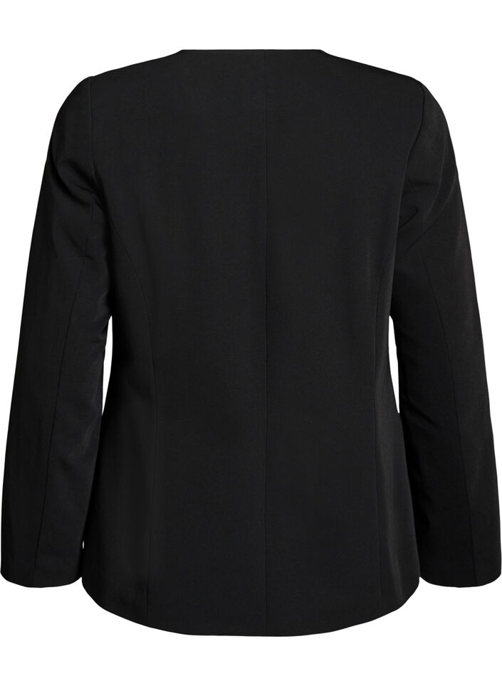 Blazer with V-neck and button fastening, Black, Packshot image number 1