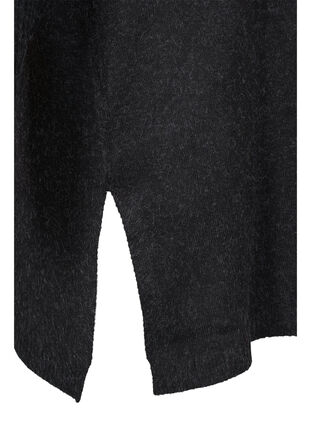 Melange knitted poncho with turtleneck, Dark Grey Melange, Packshot image number 3
