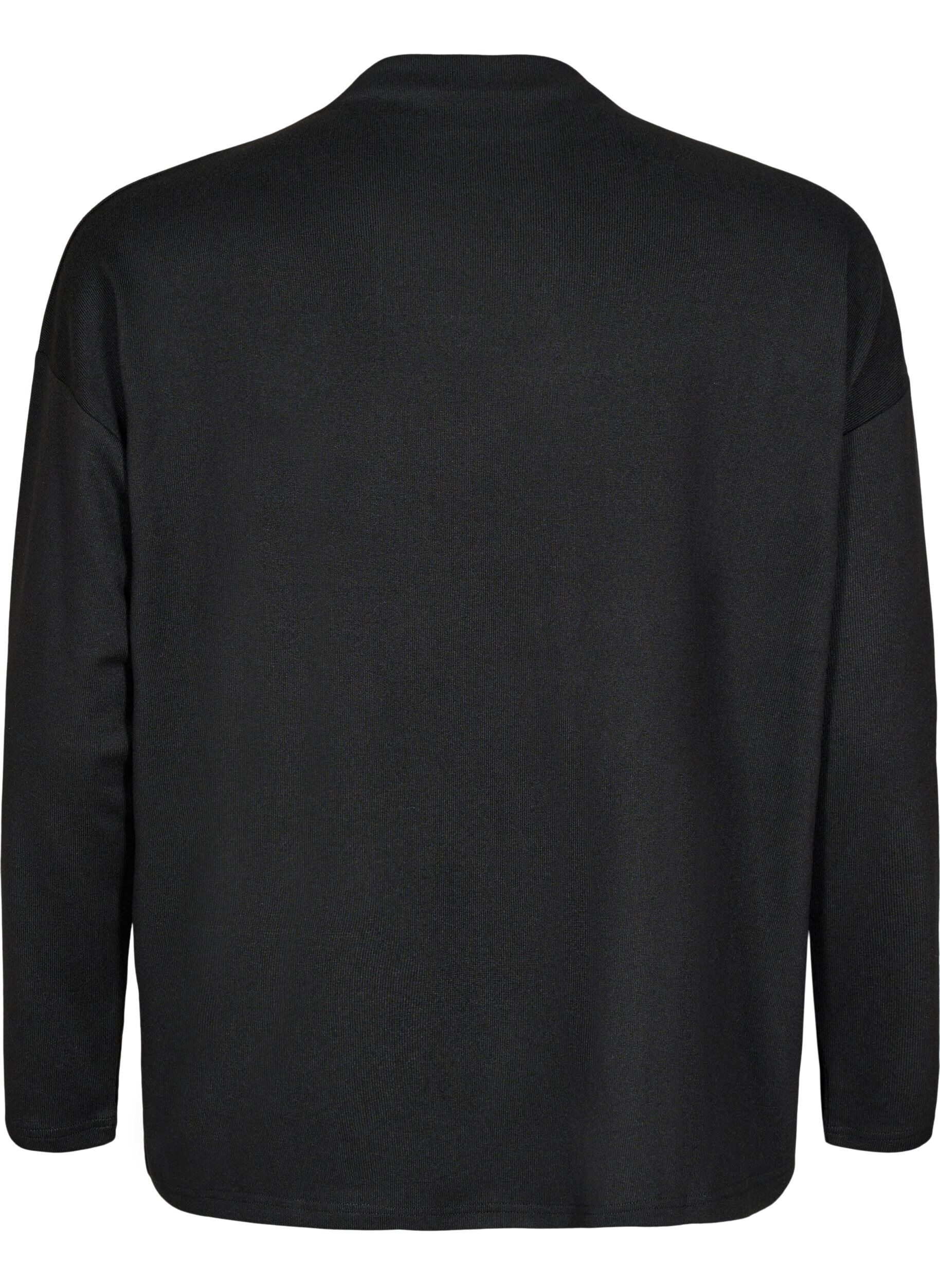 Zizzifashion High neck, long-sleeved blouse, Black, Packshot image number 1