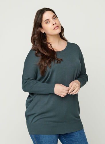 Knit blouse, Dark Slate, Model image number 0