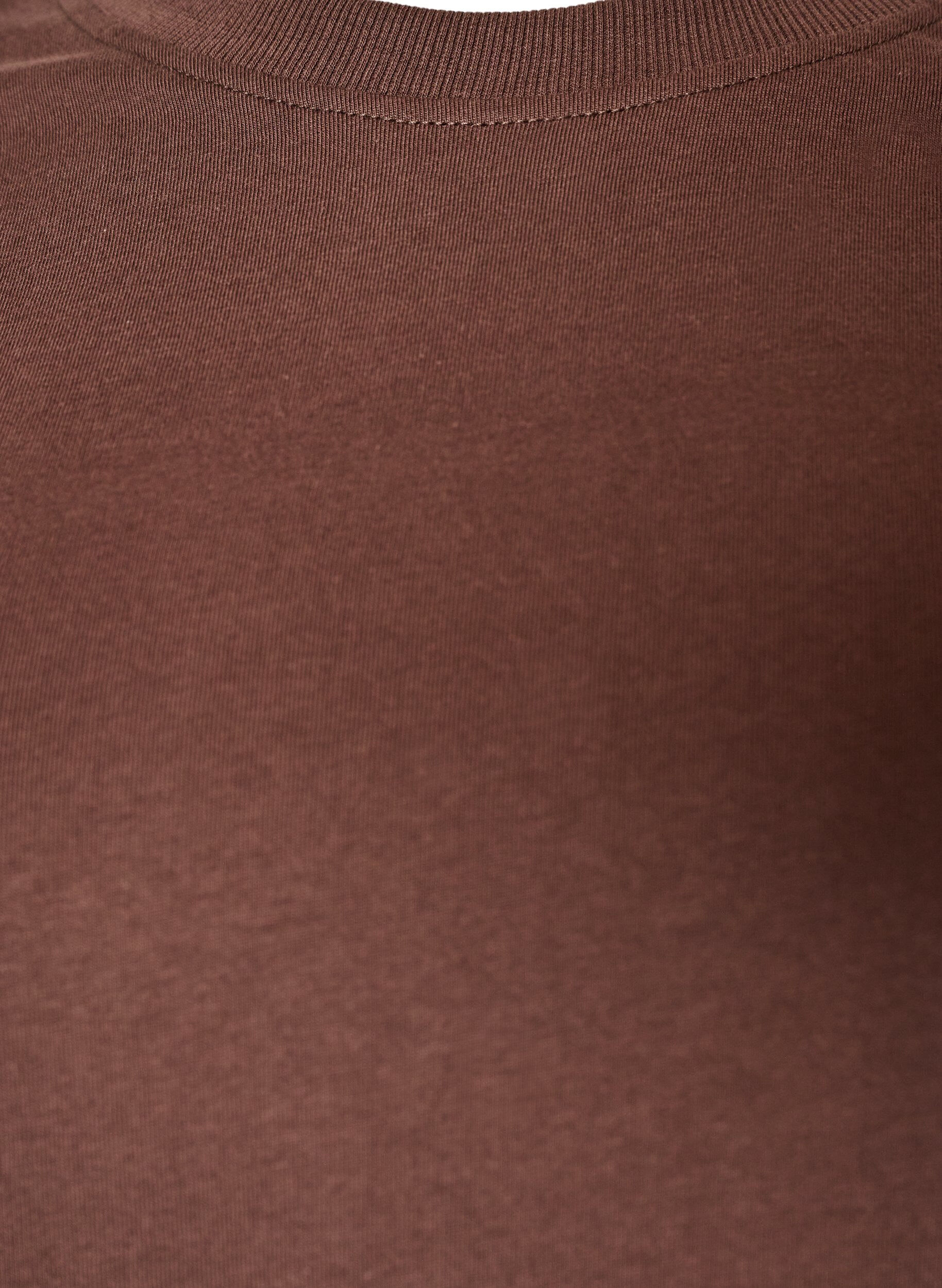 ZizzifashionBasic cotton T-shirt with round neck, Brown, Packshot image number 2