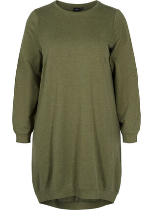 Sweater dress with long sleeves, Ivy Green Melange, Packshot image number 0