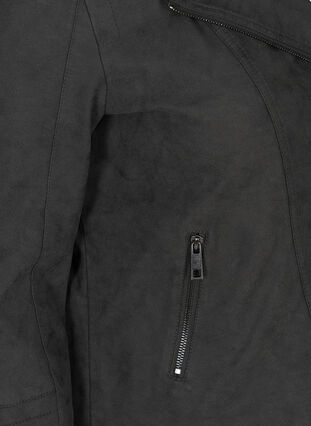 Faux leather jacket, Dark Grey as sample, Packshot image number 3