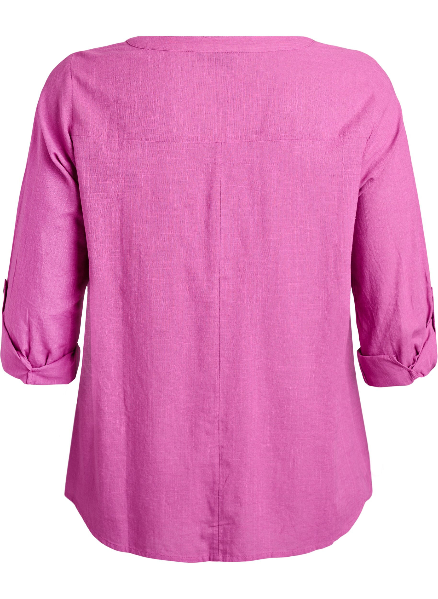 Zizzifashion Cotton shirt blouse with V-neck, Pink, Packshot image number 1