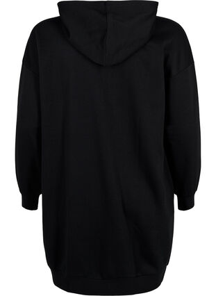 Sweatshirt dress with hood and zip, Black, Packshot image number 1