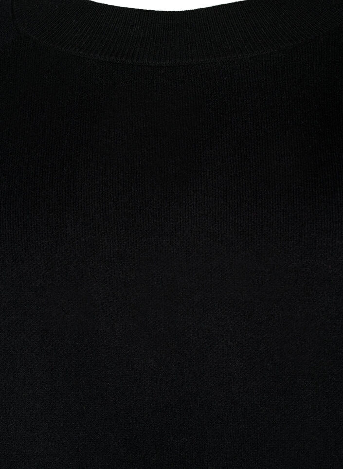 Viscose blend pullover with side slit	, Black, Packshot image number 2